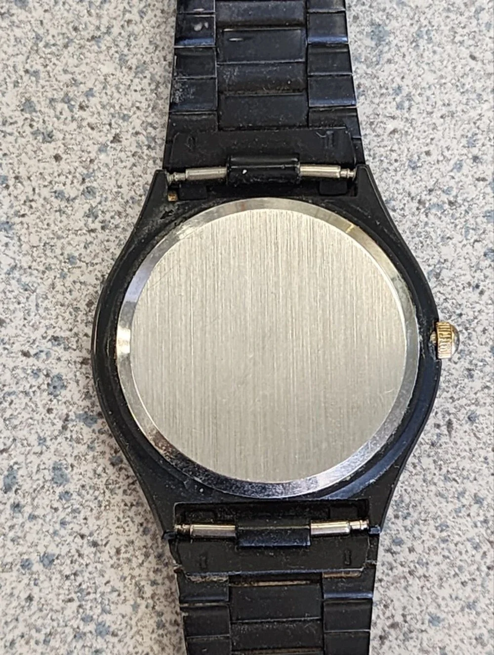 Vintage Elite Black Matte Watch Minimalist Dial Gold Tone Hands Movado Museum